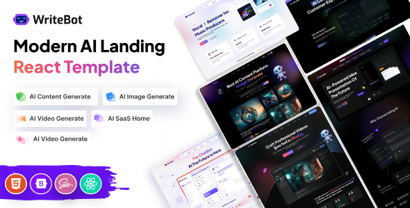 Writebot – AI Content Generator Saas React Template by ThemeTags