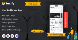 Taxify – Taxi Booking Mobile App PWA Template by PixelStrap