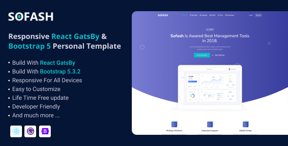 Sofash - SaaS & Software React GatsBy Landing Page by ThemesBoss