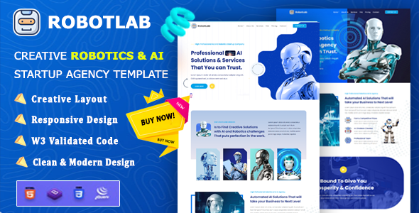 RobotLab - Robotics and AI Startup Agency Bootstrap Template by SemoThemes