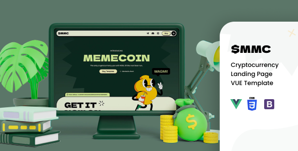 Memecoin - Cryptocurrency Landing Page Vue Template by widethemes