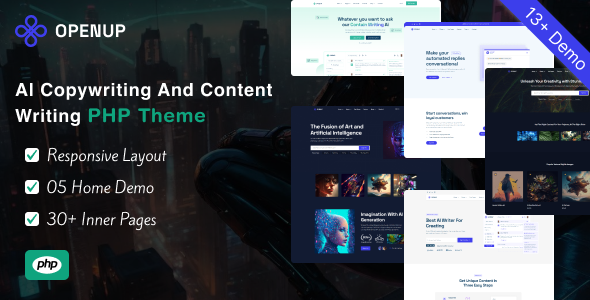 Openup - AI Writer and AI Application PHP Template by parvinfotech