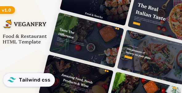 Veganfry - Food & Restaurant Tailwind CSS Template by ShreeThemes