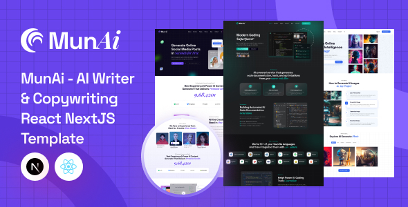 MunAi - AI Writer & Copywriting React NextJS Template by themesflat