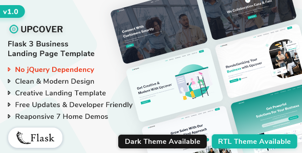 Upcover - Flask 3 Landing Page Template by ShreeThemes