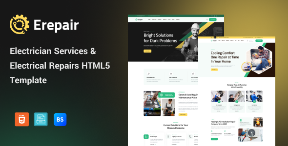 Erepair - Electrician Services & Electrical Repairs HTML5 Template by weblayout