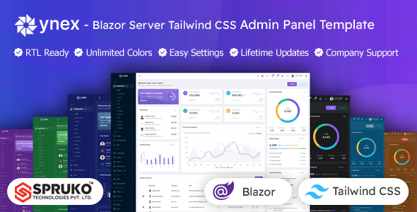 Ynex - Blazor Server Tailwind CSS Admin Dashboard Template by SPRUKO