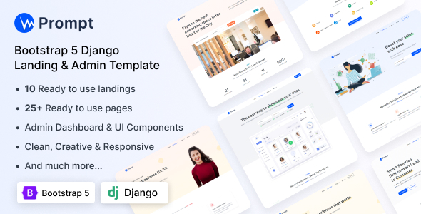 Prompt - Modern & Multipurpose Django Template by coderthemes