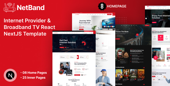 NetBand - Internet Provider and Broadband TV React NextJS Template by kathbirali
