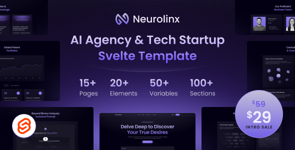 Neurolinx - AI Deep Search Technology Startup & Agency Svelte Template by DiverseKit