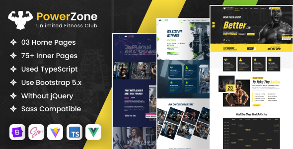 PowerZone - Fitness, Workout & Gym VueJS Template by DexignZone