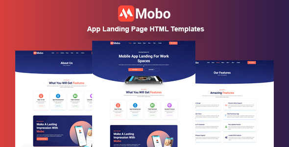 Mobo - App Landing Page HTML Templates by HtmlDesignTemplates