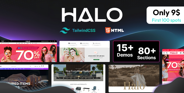 Halo - Multipurpose eCommerce TailwindCSS Template by SRBThemes