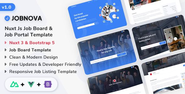 Jobnova - Nuxt Js Job Board, Job Portal and Job Listing Template by ShreeThemes