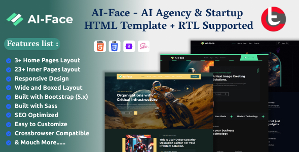 AI-Face - AI Agency & Startup HTML Template + RTL Supported by croptheme