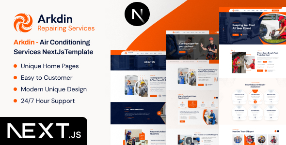 Arkdin – Air Conditioning Services Next.js Template by ThemeServices