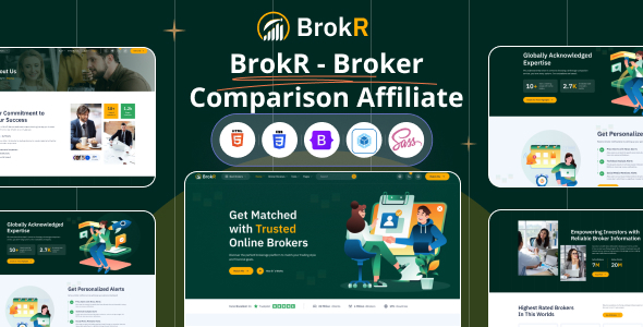 BrokR - Broker Comparison HTML website Template by pixelaxis