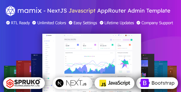 Mamix - NextJS AppRouter Javascript Admin Template by SPRUKO