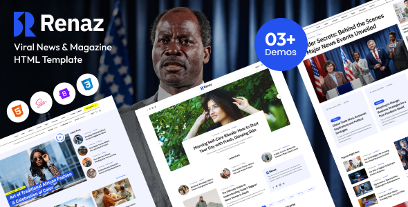 Renaz - Viral News & Magazine HTML Template by HiBootstrap