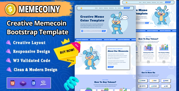 Memecoiny - Memecoin ICO and Crypto Bootstrap Landingpage Template by SemoThemes