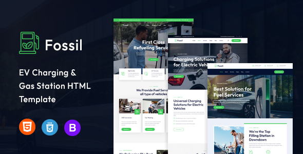 Fossil | EV Charging & Gas Station HTML Template by capricorn-studio