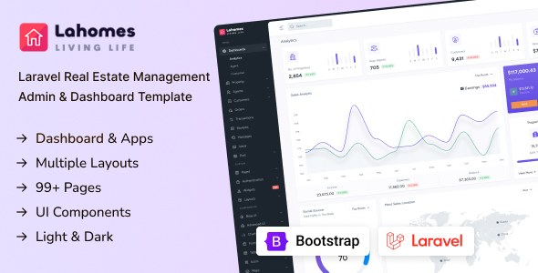 Lahomes - Laravel Real Estate Management Admin & Dashboard Template by Techzaa