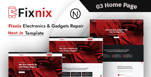 Fixnix - Electronics & Gadgets Repair React Next Js Template by Thememx