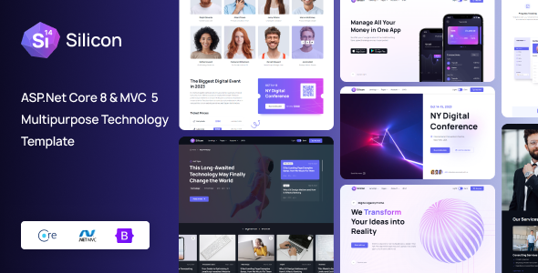 Silicon - ASP.Net Core 8 & MVC 5 Business & Technology Template by SRBThemes