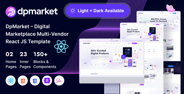 DpMarket – Digital Marketplace Multi-Vendor React JS Template by wowtheme7