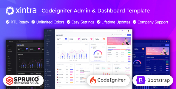 Xintra - Codeigniter Admin & Dashboard Template by SPRUKO