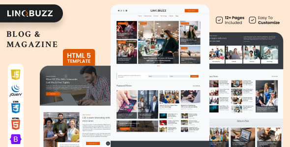 Linqbuzz  - Blog & Magazine HTML5 Template by Evonicmedia