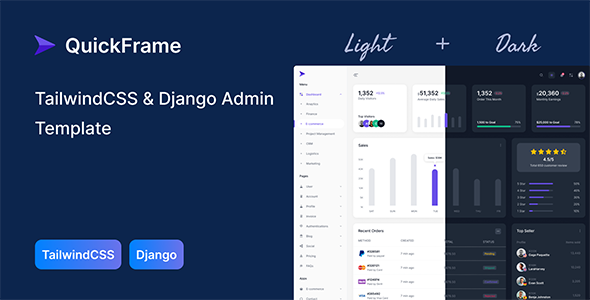 QuickFrame - TailwindCSS & Django Admin & Dashboard Template by SRBThemes