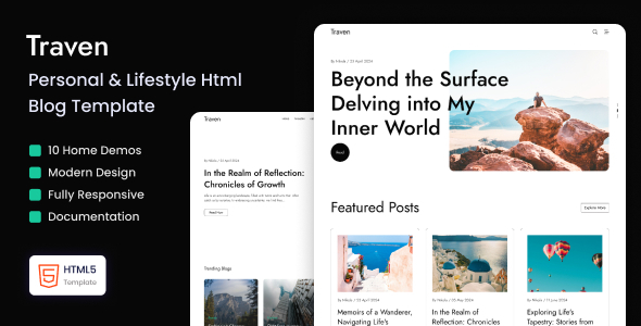 Traven - Personal & Lifestyle Blog HTML Template by laralink
