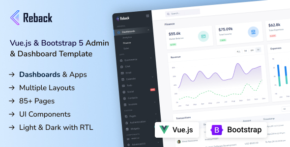 Reback - Vuejs Admin & Dashboard Template by Techzaa