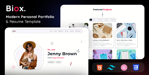 Biox - Personal Portfolio HTML Tailwind CSS Template by ashishmaraviya