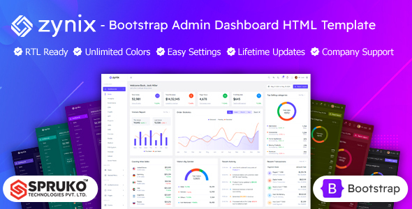 Zynix - Bootstrap Admin & Dashboard HTML Template by SPRUKO