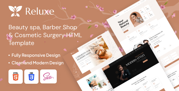 Reluxe - Beauty spa, Barber Shop & Cosmetic Surgery Html Template by Mugli