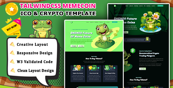 Meme coin – Tailwindcss Memecoin ICO & Crypto Template by SemoThemes