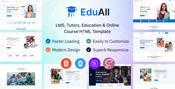 EduAll - LMS Tutors Education & Online Course HTML Template by wowtheme7