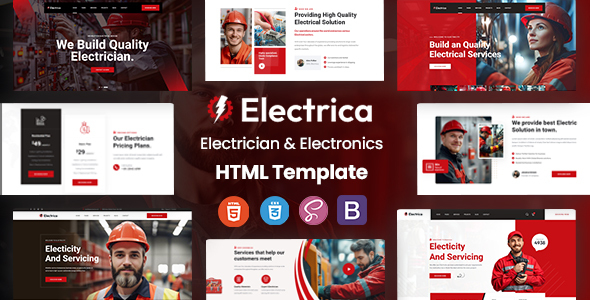 Electrica - Electricity Services HTML Template by KodeSolution