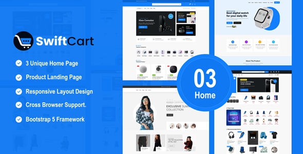 SwiftCart Ecommerce Multipurpose HTML Template by SolverWp