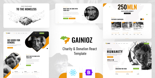 Gainioz - Charity & Donation React Template by XpressBuddy