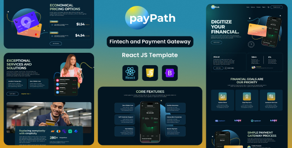 PayPath - Fintech & Online Payment Gateway React JS Template by Evonicmedia