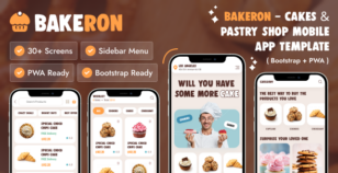 Bakeron - Cakes & Pastry Shop Mobile App Template (Bootstrap + PWA) by DexignZone