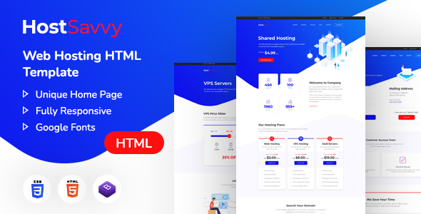 HostSavvy | Web Hosting HTML Template by designingmedia