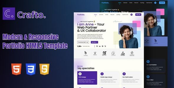 Crafto.- Modern & Responsive Portfolio HTML Template by D-Webweave