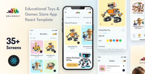 BrainNest - Educational Toys & Games Store React Mobile App | PWA by George_Fx