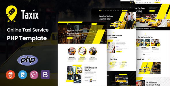 Taxix - Online Taxi Service PHP Template by KodeSolution