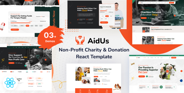 AidUs – Charity Nonprofit React Template by wpoceans