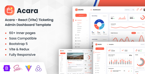 Acara - React (Vite) Ticketing Admin Dashboard Template by DexignZone